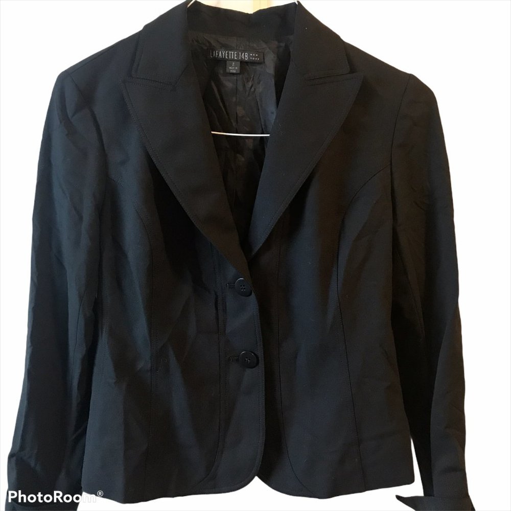 Lafayette 148 Womens Black Wool 2 Button Structure